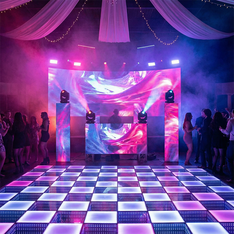Creative Frosted Mirror Dance Floor Tile Installation